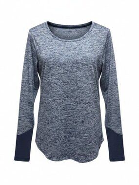 RBX Women's Navy Long Sleeve Mesh V Back Active Tee Medium NWT